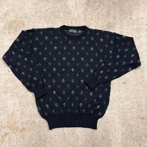 Vintage Black Multicolored Diamond‎ Knit Sweater